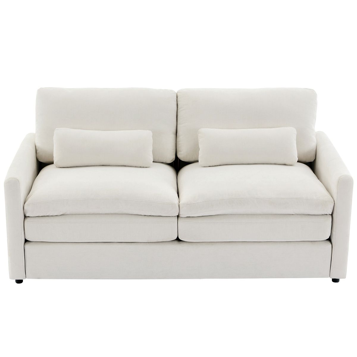 TiramisuBest 68.1" Beige Cloud Loveseat Sofa, Oversized Upholstered Couch with Double Cushions for Living Room Comfort