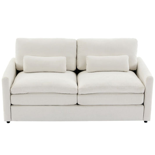 TiramisuBest 68.1" Beige Cloud Loveseat Sofa, Oversized Upholstered Couch with Double Cushions for Living Room Comfort
