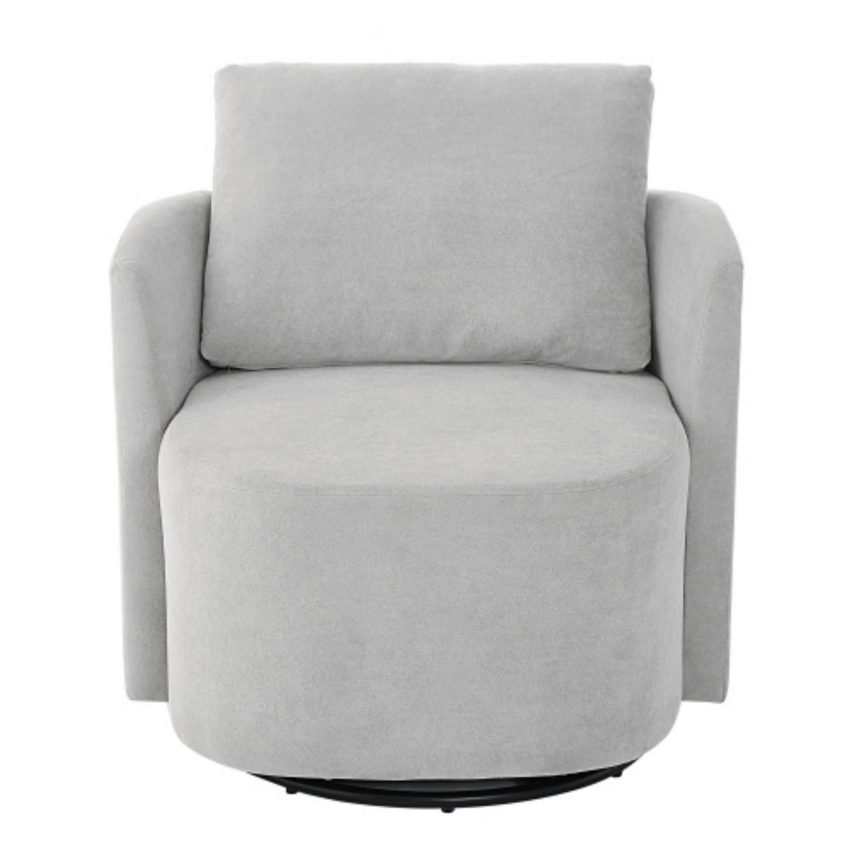 TiramisuBest 29.9" Grey Swivel Sofa Chair, Modern Chenille Barrel Armchair with Curved Back for Living Room & Lounge