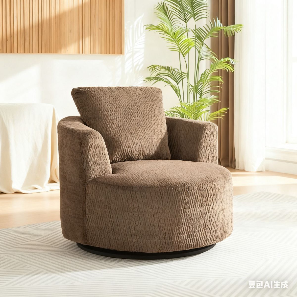 TIRAMISUBEST 360 Degree Swivel Accent Chair Plush Comfort Pocket Spring Support Wooden Base Comfy Seating Living Room Office Apartment