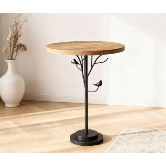 TiramisuBest Vintage Metal Round Coffee Table End Table Frost Black Accent Table Small Space Sofa Side Indoor Outdoor 15.7" Easy Assembly