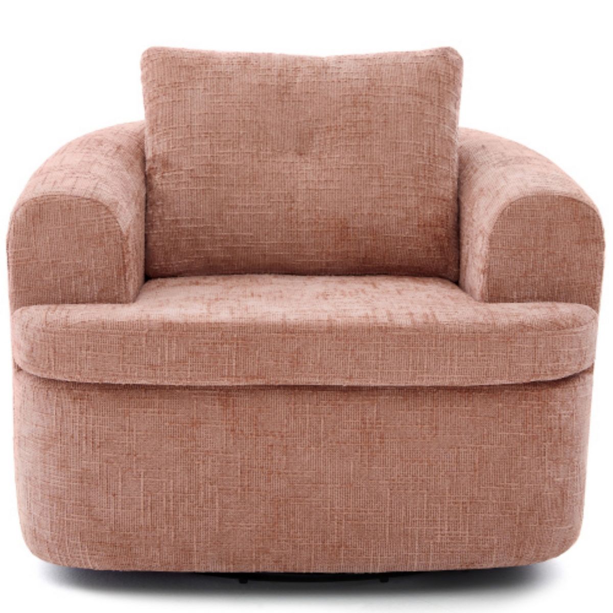 TiramisuBest 36.6" Pink Swivel Round Chair with Dual-Layer Cushion, Cozy Accent Chair for Living Room & Hotel