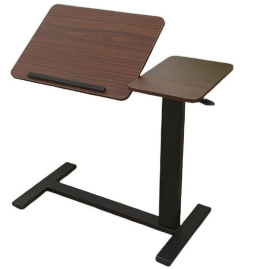 TiramisuBest Height Adjustable Overbed Table, Folding Mobile Laptop Tray Table for Bed, Sofa & Side Table,Walnut
