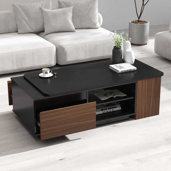 TiramisuBest Extendable Coffee Table Length Adjustable Center Table with Storage Drawers