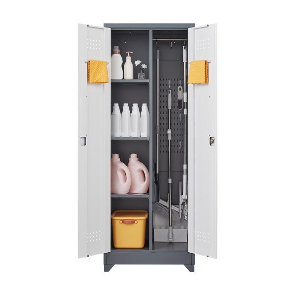 TiramisuBest 65"/73" Metal Lockers High Broom Tool Storage Cabinet Locking Doors Adjustable Shelves Waterproof Base Garage Kitchen