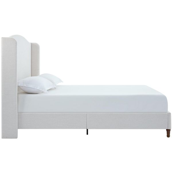 TIRAMISUBEST Tall 54" Upholstered Wingback Queen/King Bed Frame Tall Textured Canvas Chenille Look Minimalist No Box Spring Needed