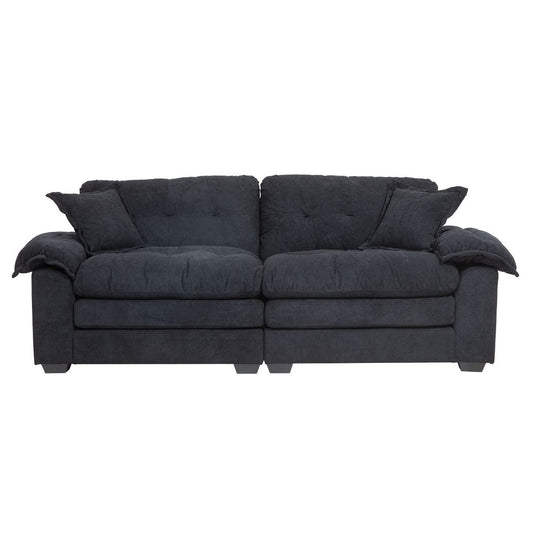 TiramisuBest 84" Modern Black Chenille Loveseat, Deep Cushion Sofa with 2 Pillows for Living Room & Lounge