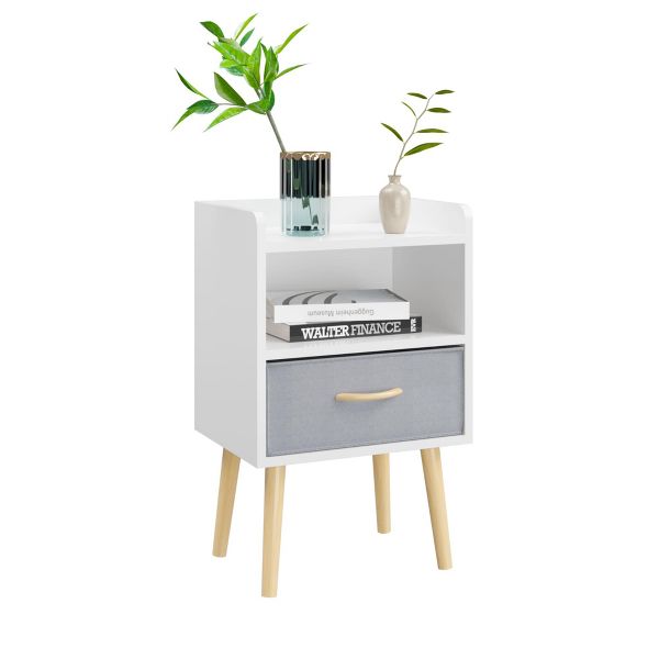 Tiramisubest Nightstand Drawer 2 Tier Storage Wood Side Table Compact Bedside Table with Storage Kids Bedroom