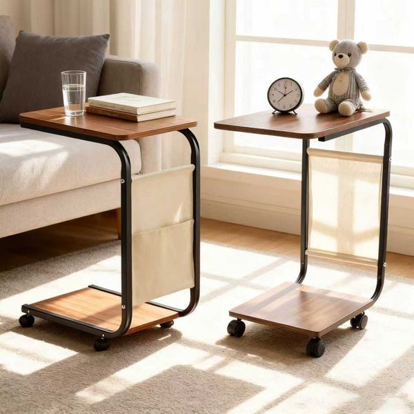 TiramisuBest Small Coffee Table with Storage Rolling Side Table Slide Under Sofa for Living Room Bedroom Apartment Easy Assembly