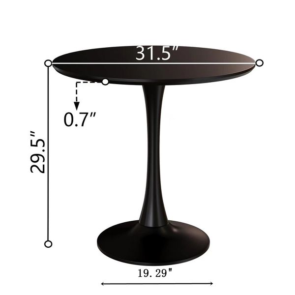 TiramisuBest Round 31.5" Walnut Dining Table, Tulip Pedestal Table for Kitchen, Office, or Living Room