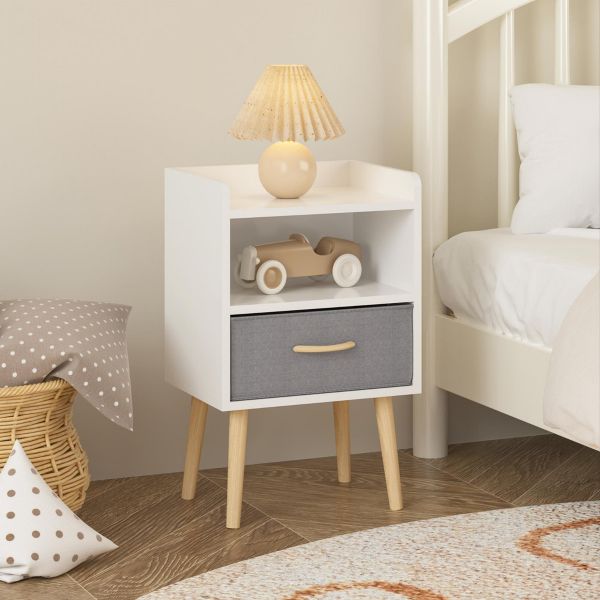 Tiramisubest Nightstand Drawer 2 Tier Storage Wood Side Table Compact Bedside Table with Storage Kids Bedroom