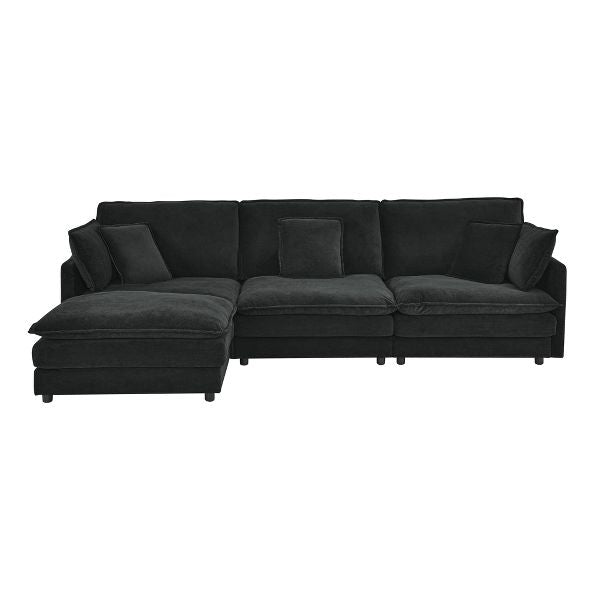 Modern L-Shaped Sectional Sofa Convertible 4 Seater Ottoman Storage Towel Fabric Solid Wood Frame Living Room