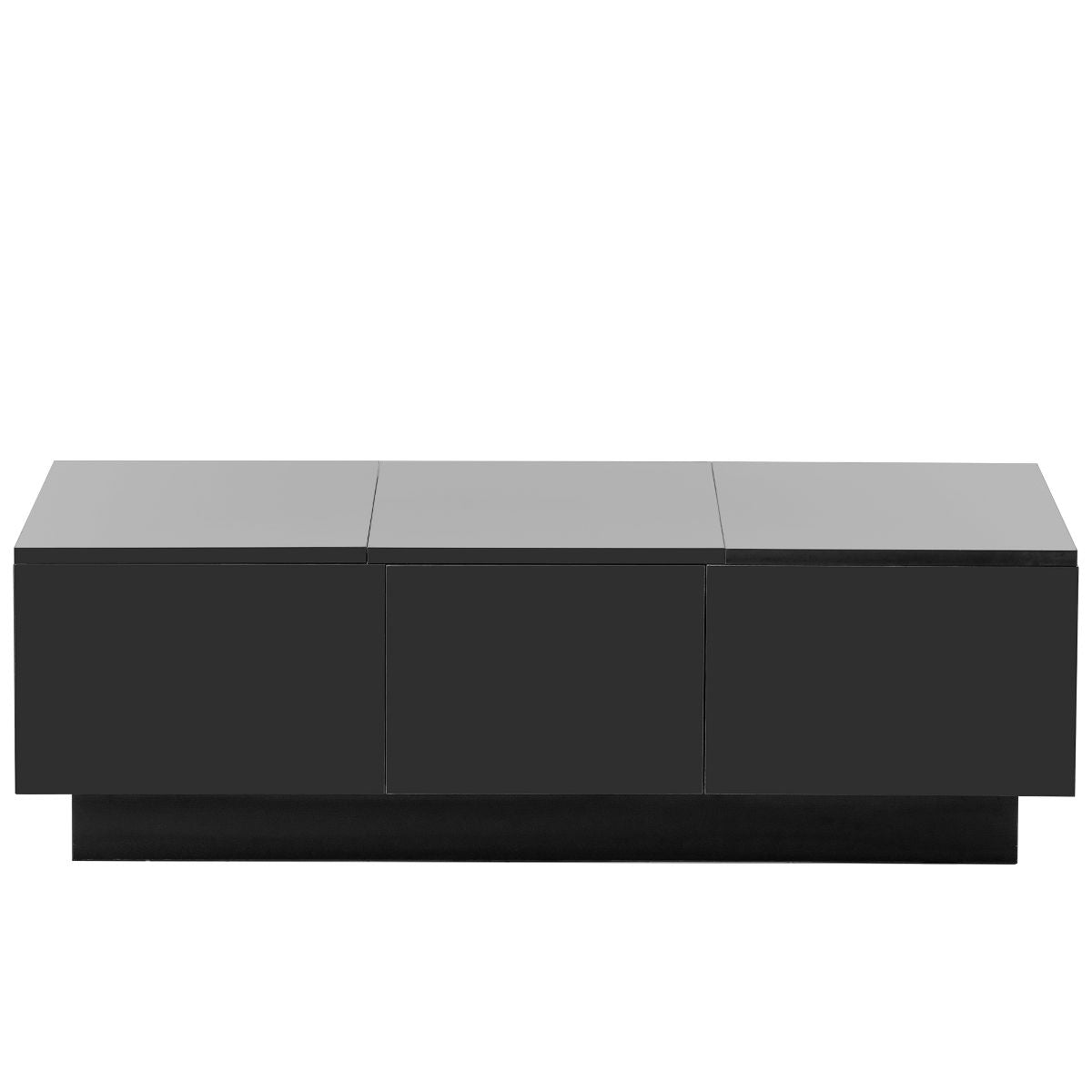 TiramisuBest Modern Coffee Table, 39.3"x21.6" Black High-Gloss with Sliding Top, Storage & Drawers,Black