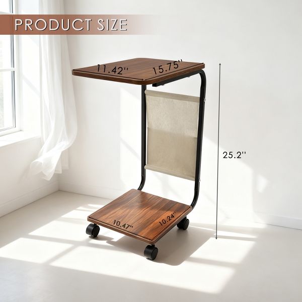 TiramisuBest Small Coffee Table with Storage Rolling Side Table Slide Under Sofa for Living Room Bedroom Apartment Easy Assembly