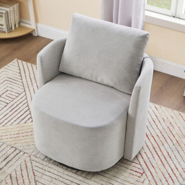 TiramisuBest 29.9" Grey Swivel Sofa Chair, Modern Chenille Barrel Armchair with Curved Back for Living Room & Lounge
