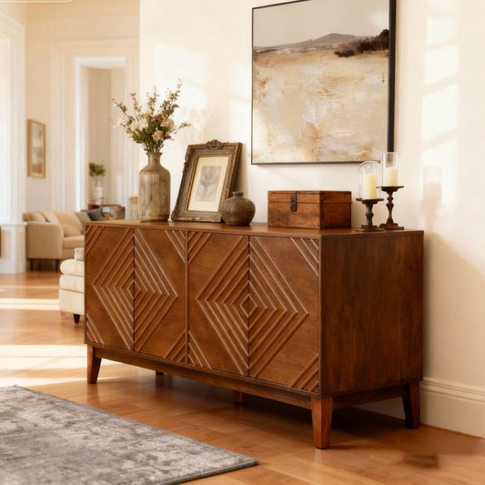 TiramisuBest 60.5'' Side Board, Buffet, Farmhouse Coffee Bar, Kitchen Cabinet Storage, Buffet Cabinet&Storage Cabinets with Adjustable Shelves