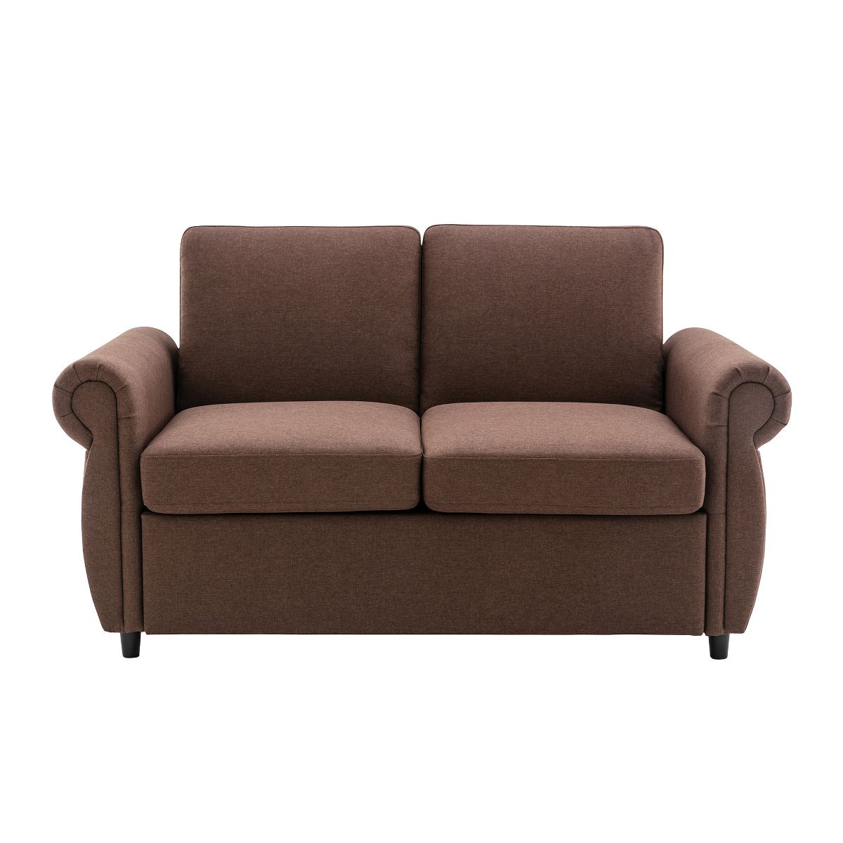 TiramisuBest 57.9" Pull Out Sofa Bed, Loveseat Sleeper with Twin Memory Foam Mattress & 2 USB Ports, Brown