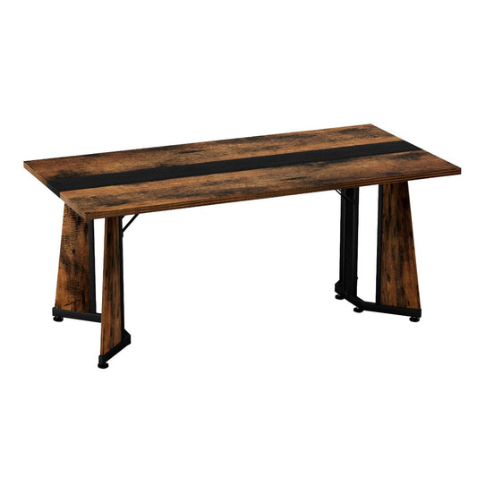 TiramisuBest 70.9" Large Rectangular Dining Table, Rustic Brown Waterproof Top with Adjustable Legs for Kitchen & Office