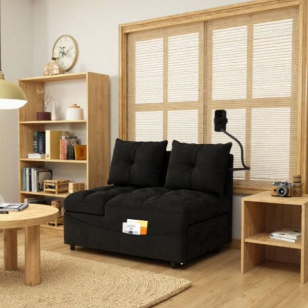 TIRAMISUBEST 4 in1 Cloud Velvet Sofa Bed 55.51 inch Velvet Pull-out Bed 3 Angle Adjustable USB Port Swivel Stand