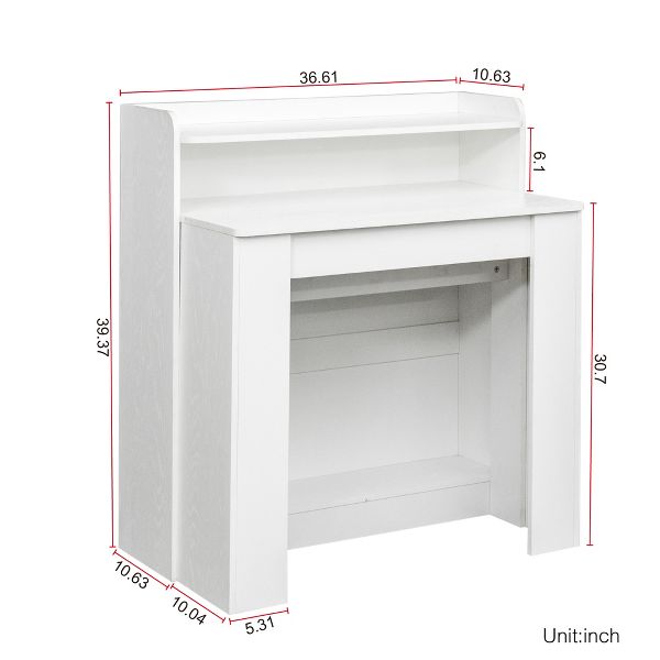 TiramisuBest White Extendable Dining Table, Modern MDF Table with Storage for Small Spaces and Living Areas