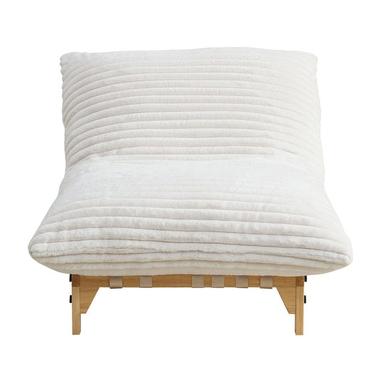 TiramisuBest Off-White Corduroy Lazy Sofa, Modern Armless Single Seat with Backrest for Living Room & Bedroom