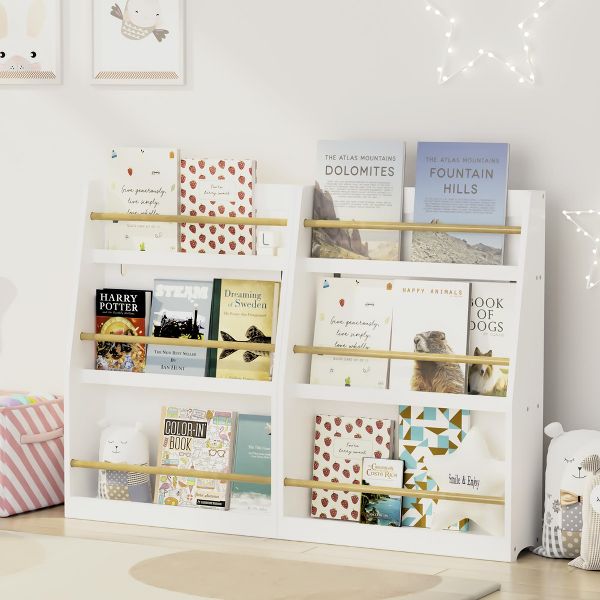 TIRAMISUBEST 3 Tier Kids Book Shelf,Kids Book Rack, Helps Keep Bedrooms, Playrooms, And Classrooms Organized, Gray - Kids Furniture, Gray