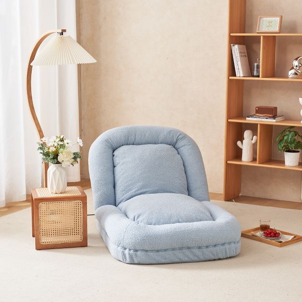 TiramisuBest Blue 3-Fold Convertible Sofa Bed, Space-Saving Metal Frame Sleeper Couch for Bedroom & Office