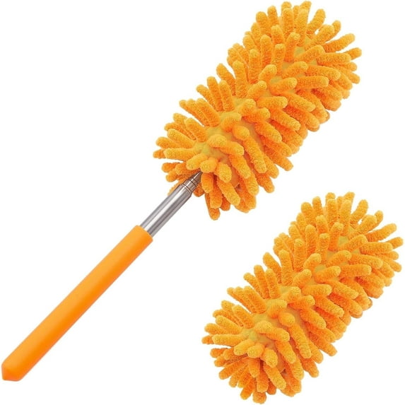 IESWKP Microfiber Duster for Cleaning with 2 Replaceable Heads, Car Duster Washable Dusters Extendable & Detachable Pole for Effortless Cleaning - Home, Car, Ceiling Fan, Furniture
