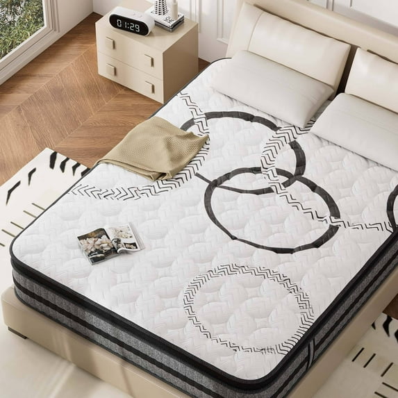 Kizreo Queen Size Mattress in a Box 12" Hybrid Mattress with Euro Top Gel Memory Foam and Individual Pocket Spring, Cool Sleep, Pressure Relief, CertiPUR-US, Firm