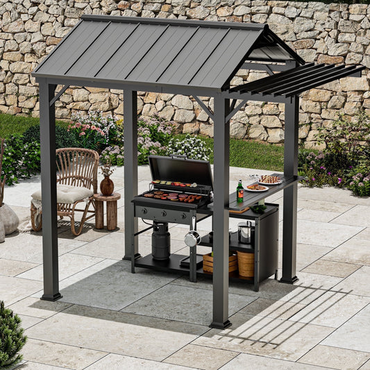 Modern Shade 6'x8' Grill Gazebo 4-Season Galvanized Steel Roof with UV-Blocking Waterproof Canopy, Rust-Resistant Frame & Extended Overhang