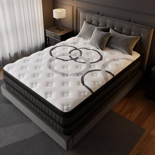 GREOO Queen Mattress 12" Hybrid Gel Memory Foam Mattress with Individually Wrapped Pocket Coils, Medium Firm Support, Pressure Relief, Mattress in a Box