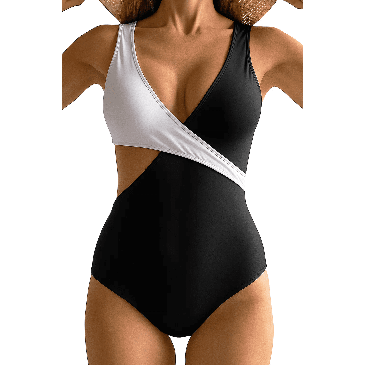SOMER Womens One Piece Swimsuits Bathing Suits Tummy Control Swimsuits Sexy High Cut Color Block Monokini