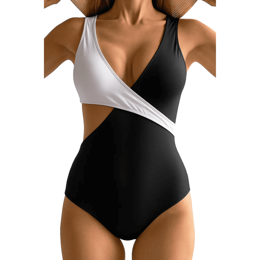 SOMER Womens One Piece Swimsuits Bathing Suits Tummy Control Swimsuits Sexy High Cut Color Block Monokini