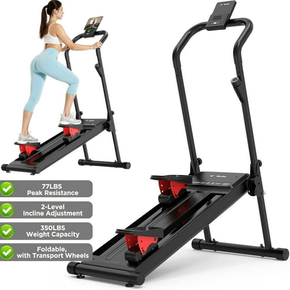 Magnetic Stair Stepper Machine with Level-Free Resistance Control, Cardio Climber for Home Gym, Compact Vertical Stepping with 8-Type Data Display, Tablet Holder, 2 Incline Levels, Transport Wheels