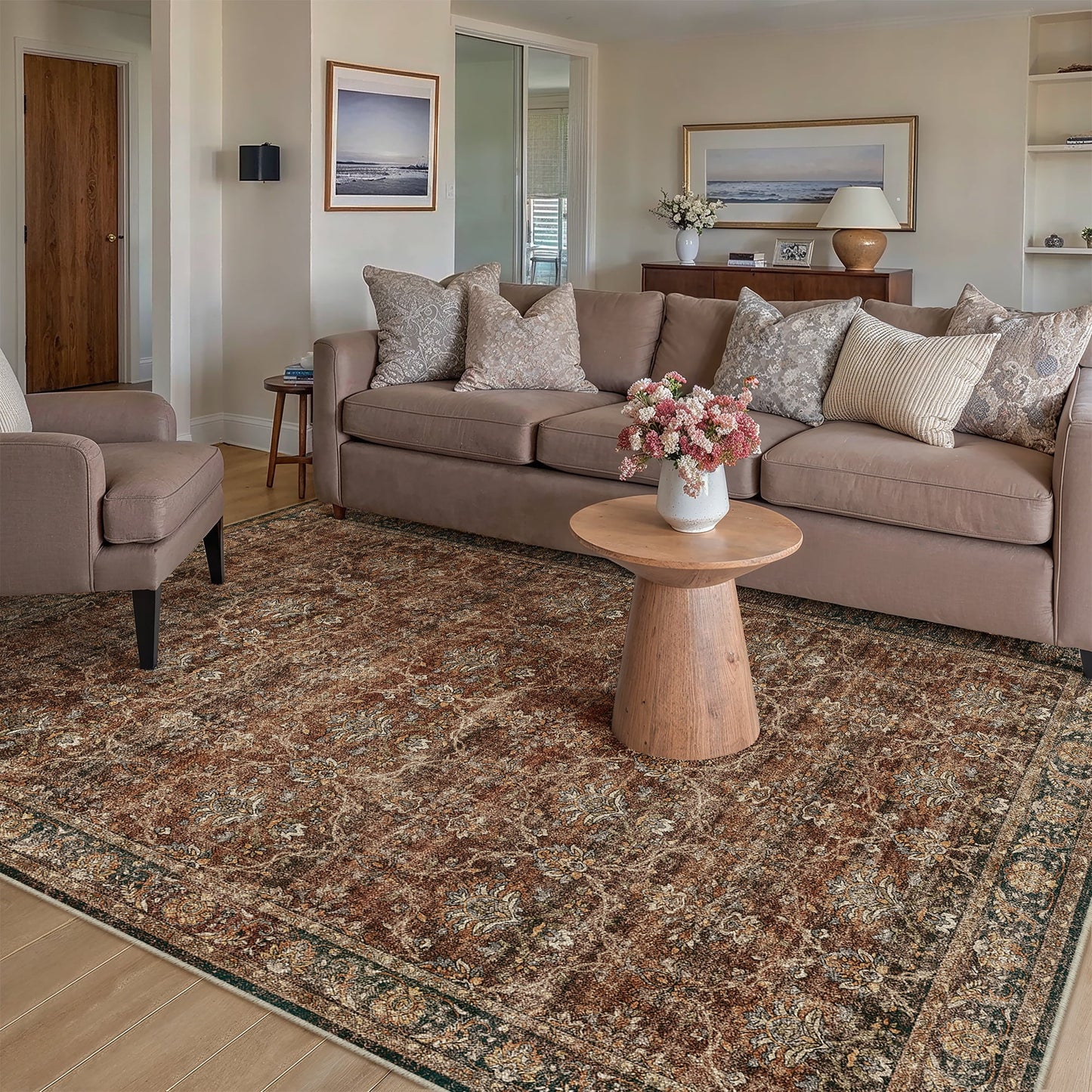 WIPONKEN 5x7 Area Rugs for Living Room Bedroom Dining Room Office Farmhouse, Machine Washable Non Slip Vintange Persia Rug