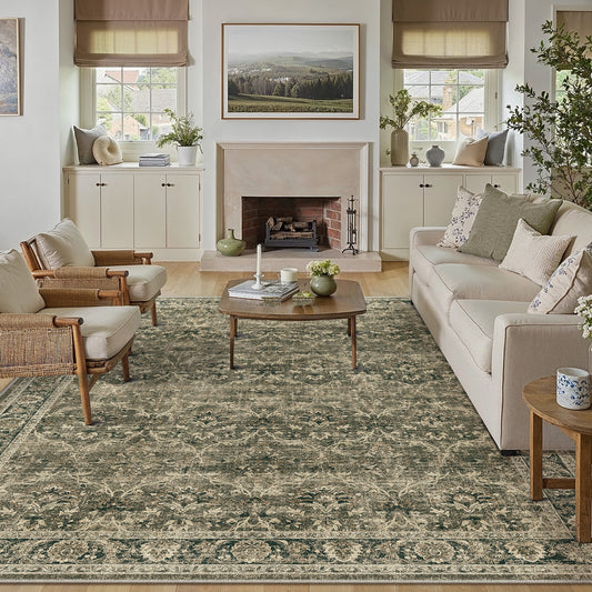 WIPONKEN 8x10 Area Rugs for Living Room Bedroom Dining Room Office Farmhouse, Machine Washable Non Slip Vintange Persia Rug