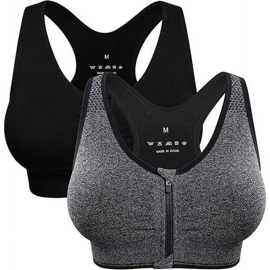 WQD 2 Pack Yoga Sports Bras for Women High Impact Padded Wirefree Seamless Support for Yoga Running Training Gym Workouts