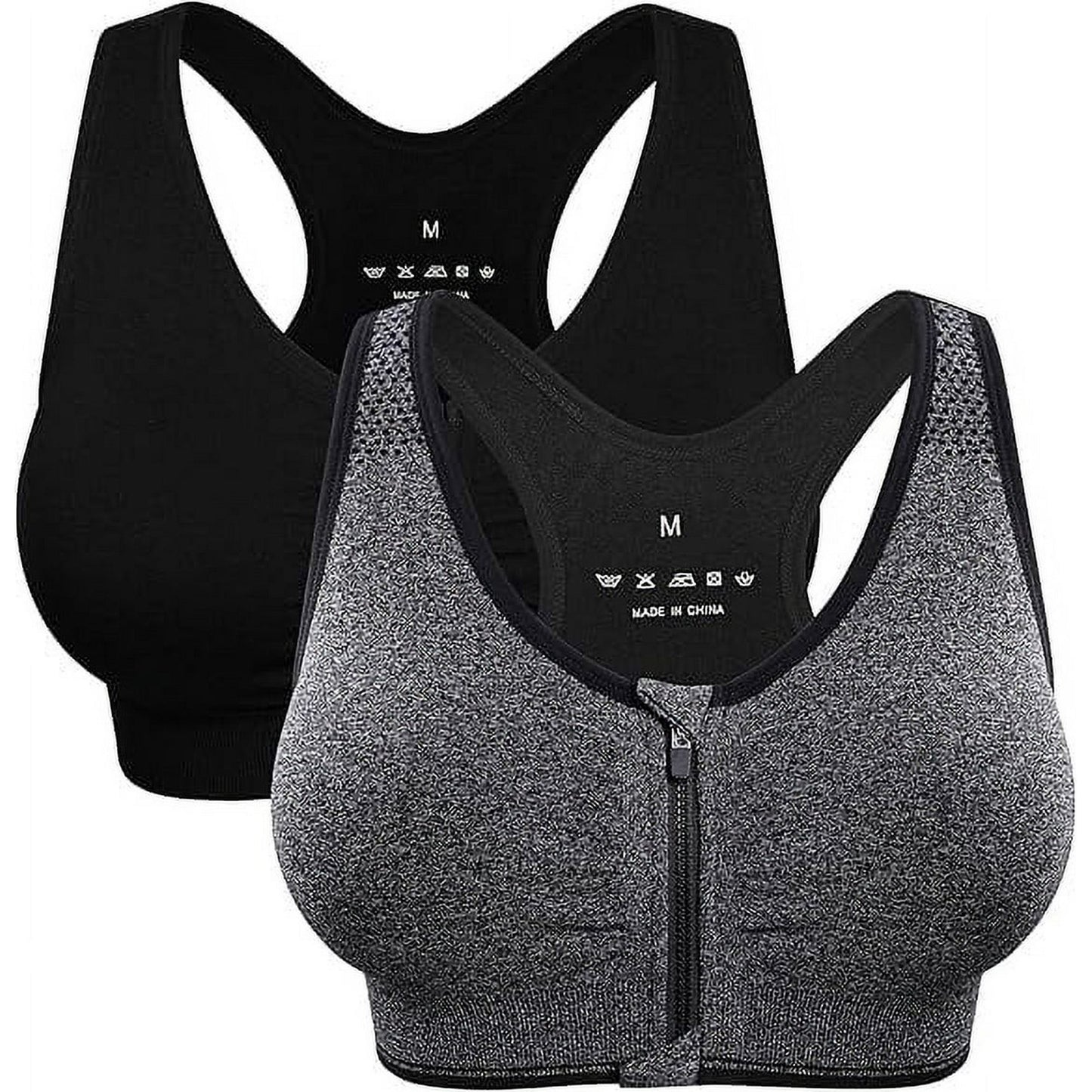 WQD 2 Pack Yoga Sports Bras for Women High Impact Padded Wirefree Seamless Support for Yoga Running Training Gym Workouts