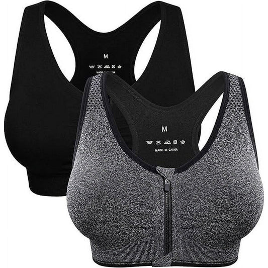 WQD 2 Pack Yoga Sports Bras for Women High Impact Padded Wirefree Seamless Support for Yoga Running Training Gym Workouts