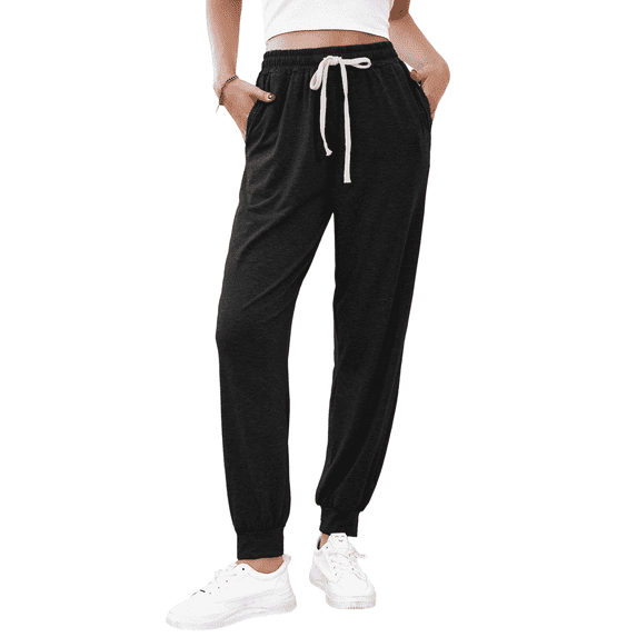 WQD Women's Jogger Sweatpants with Pockets Comfy Lounge Pants Casual Drawstring Athletic Workout Pajama Pants(Available in Plus Size)
