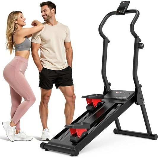 Magnetic Stair Stepper Machine with Adjustable Resistance Up to 77lbs, 360 LBS Capacity - 8 Resistance Levels, LCD Monitor, 6+2 Powerful Magnetic System, Home Cardio Workout Machine