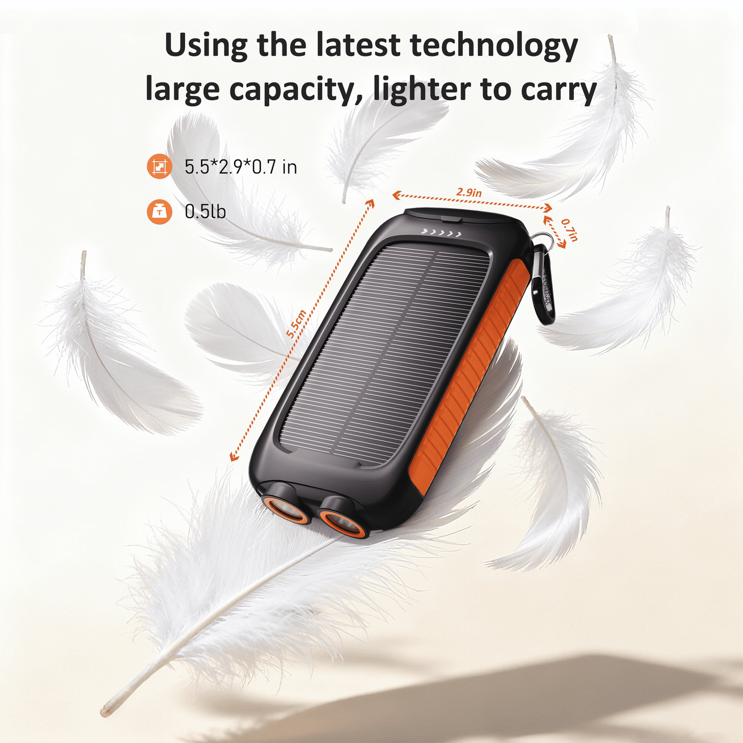 SOLPOWBEN 38800mAh Solar Power Bank Compatible for Iphone/Android 12W Portable Charger Power Bank with 2 SOS Flashlight Battery Pack for Outdoor Camping Hiking(Orange)