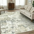 WIPONKEN 8x10 Area Rug for Living Room and Bedroom, Washable Modern Abstract Low-Pile Mat with Non-Slip Backing
