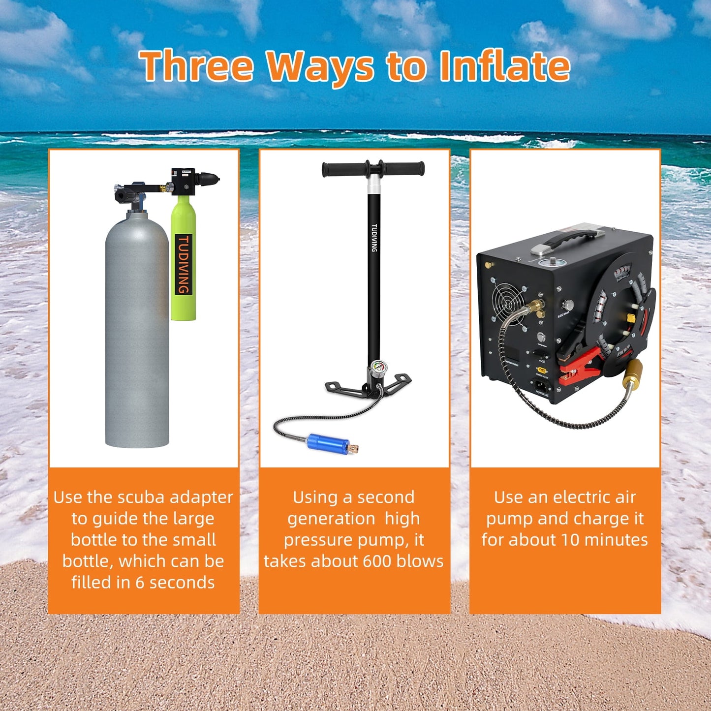 TUDIVING Mini Scuba Tank with Snorkel Mask, 0.5L Portable Small Diving Tank with High Pressure Hand Pump for Snorkeling