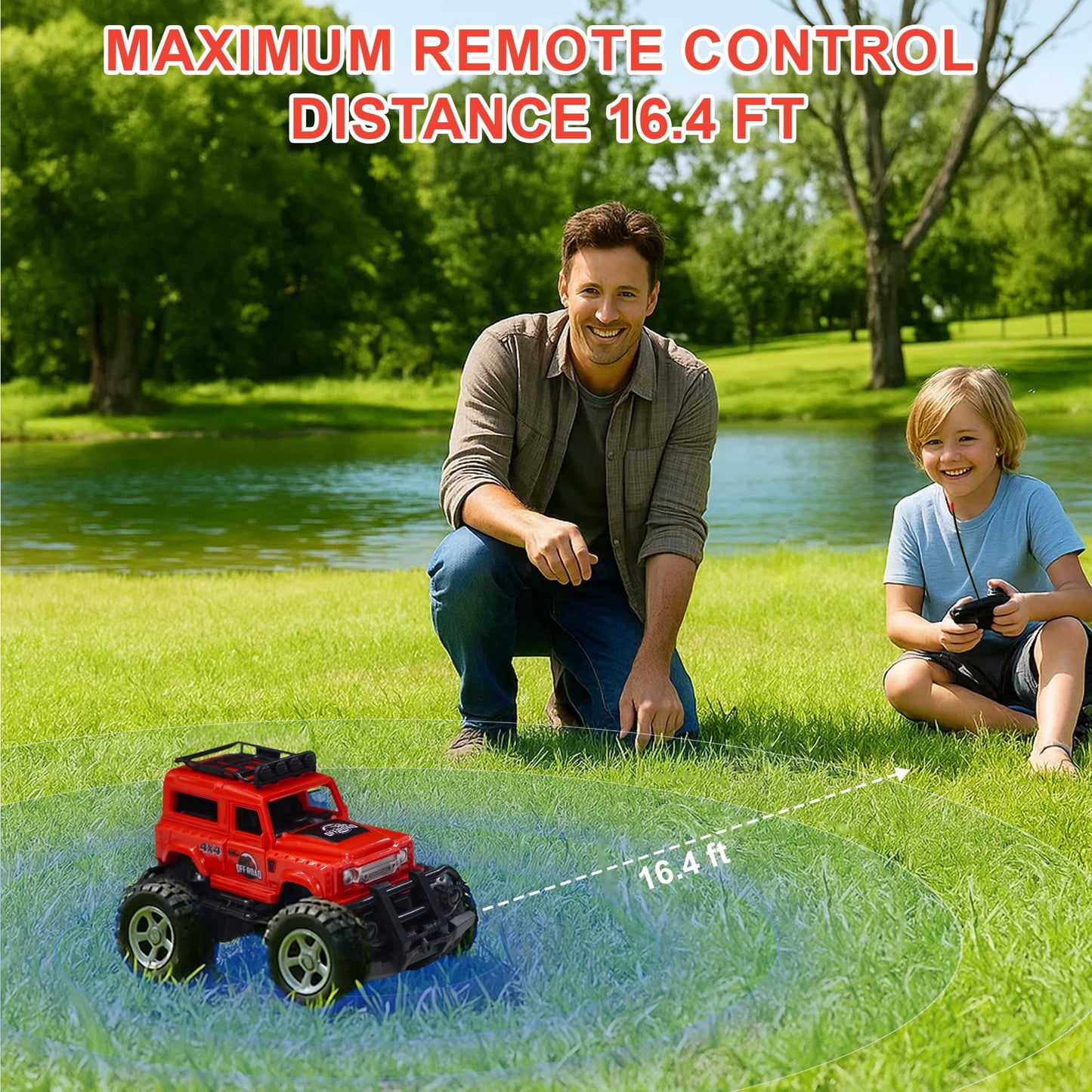 Remote Control Car, Mini RC Truck Toys with Rechargeable Batteries, 1:43 Scale Rc Car Toys for Kids 6+, Red