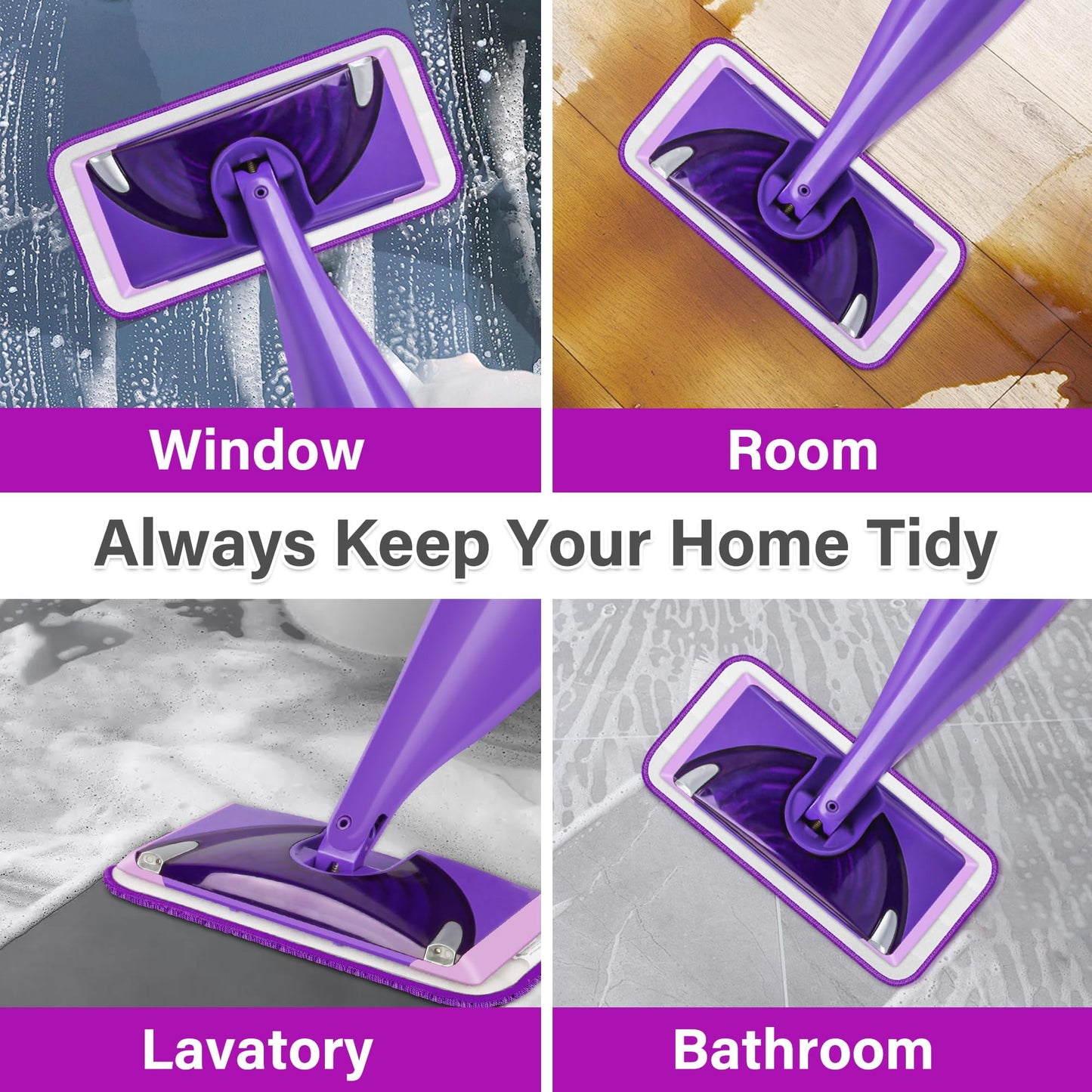 6-Pack Reusable Mop Pads for WetJet – Machine Washable Microfiber Wet Mop Refills for 12" Spray Mops – Durable Cleaning Pads for Hardwood, Tile, Laminate & More – Washable 100+ Times