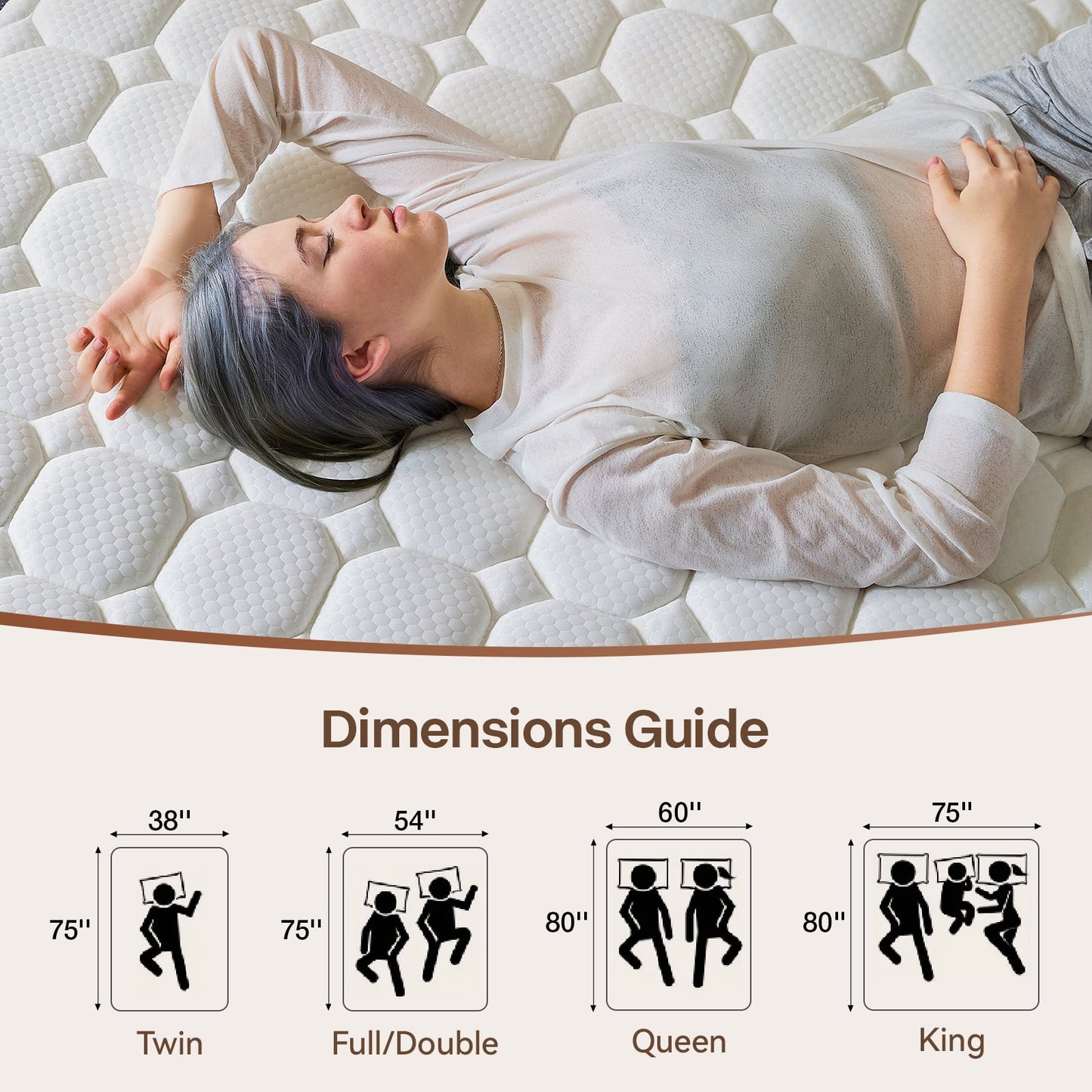 Dranite 12" Full, Gel Infused Memory Foam and Pocket Spring Hybrid Mattress in a Box, Adult