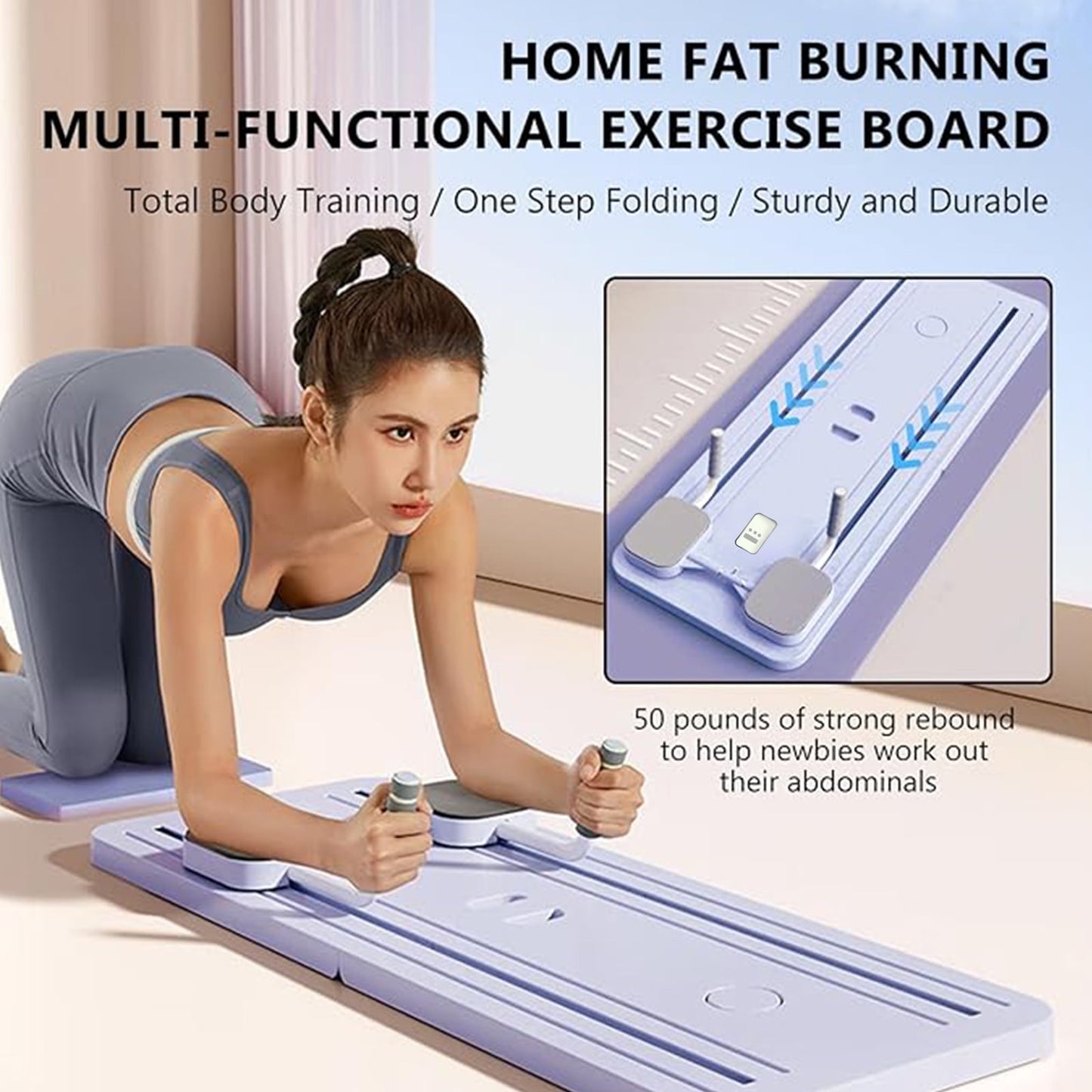 Multi-Functional Pilates Board - Pilates Reformer Set, Multi-Purpose Foldable Pilates Reformer Board for Home, 5 in 1 Pilates Sliding Board (Purple)