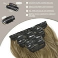 JUNGLE WAVE 20 Inch Clip in Synthetic Hair Extensions 4Pcs Light Brown Blonde Mix Wavy Curly Hairpieces for Women Thick & Natural-Looking