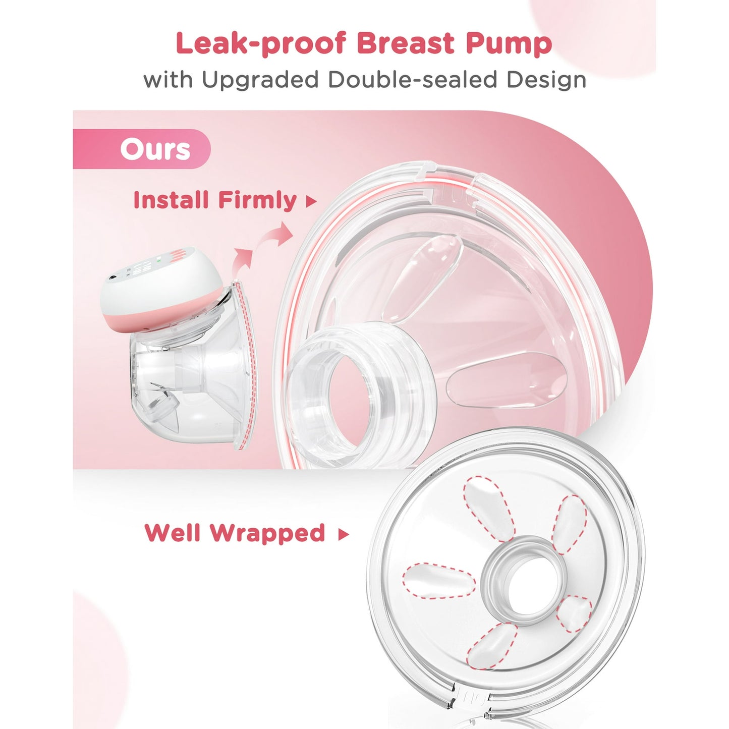 Totmizby Hands Free Wearable Breast Pump - 12 Levels & 3 Modes Electric Breast Pump with Remote Control, 140° Soft Silicone Cups, 1200mAh Rechargeable Battery (1 Pack, Pink)